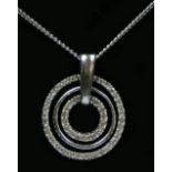 A 9ct white gold diamond set articulated hoop pendant, stated weight 0.25ct, 4.9gm