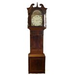 A Victorian oak and mahogany 30 hour longcase clock, the 13 1/3" painted dial with subsidiary