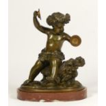 After Claude Michel, known as Clodion (1738 - 1814), a 20th century bronze cherub with cymbals,