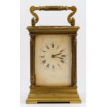 Henry Marc, Paris, a 19th century French brass striking carriage clock, the white enamel dial