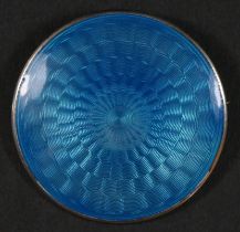 A silver and turquoise guilloche enamel circular brooch, by H.C.D., Birmingham 1942, 43mm