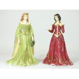 Royal Worcester bone china figurines, to include 'The Fair Maiden Of Astolat' ltd edition 847/