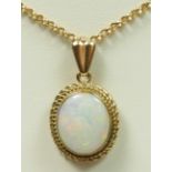 A 9ct gold opal mounted pendant, 4.7gm