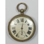 Thomas Stockdale, Driffield, a Victorian silver verge pocket watch, Chester 1890, white enamel