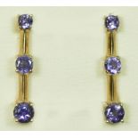 A pair of 9ct gold and iolite ear rings, 2.8gm