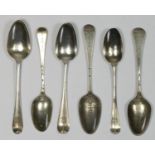 Three George II/III silver fancy back bottom marked tea spoons, P.R and lion passant only with