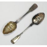 A pair of George III silver fiddle pattern berry spoons, London 1812, 119gm