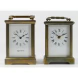A Mappin & Webb carriage clock, brass case with bevelled edge glass panels, enamelled dial with 8