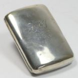 A silver arched cigarette case, Birmingham 1903, inscribed, 9 x 6.5cm, 99gm