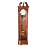 An American mahogany three glass, three weight longcase clock, musical movement, the movement