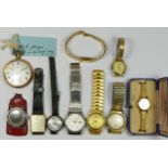 A silver ladies wristwatch, London 1924, spares or repair, an Equator automatic wristwatch and other