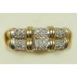 A 9ct gold and diamond dress ring, P, 2.9gm