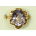 A 9ct gold and amethyst ring 12 x 10mm, M, 3.3gm