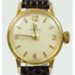 Omega, a gold plated manual wind ladies wristwatch, 20mm, case