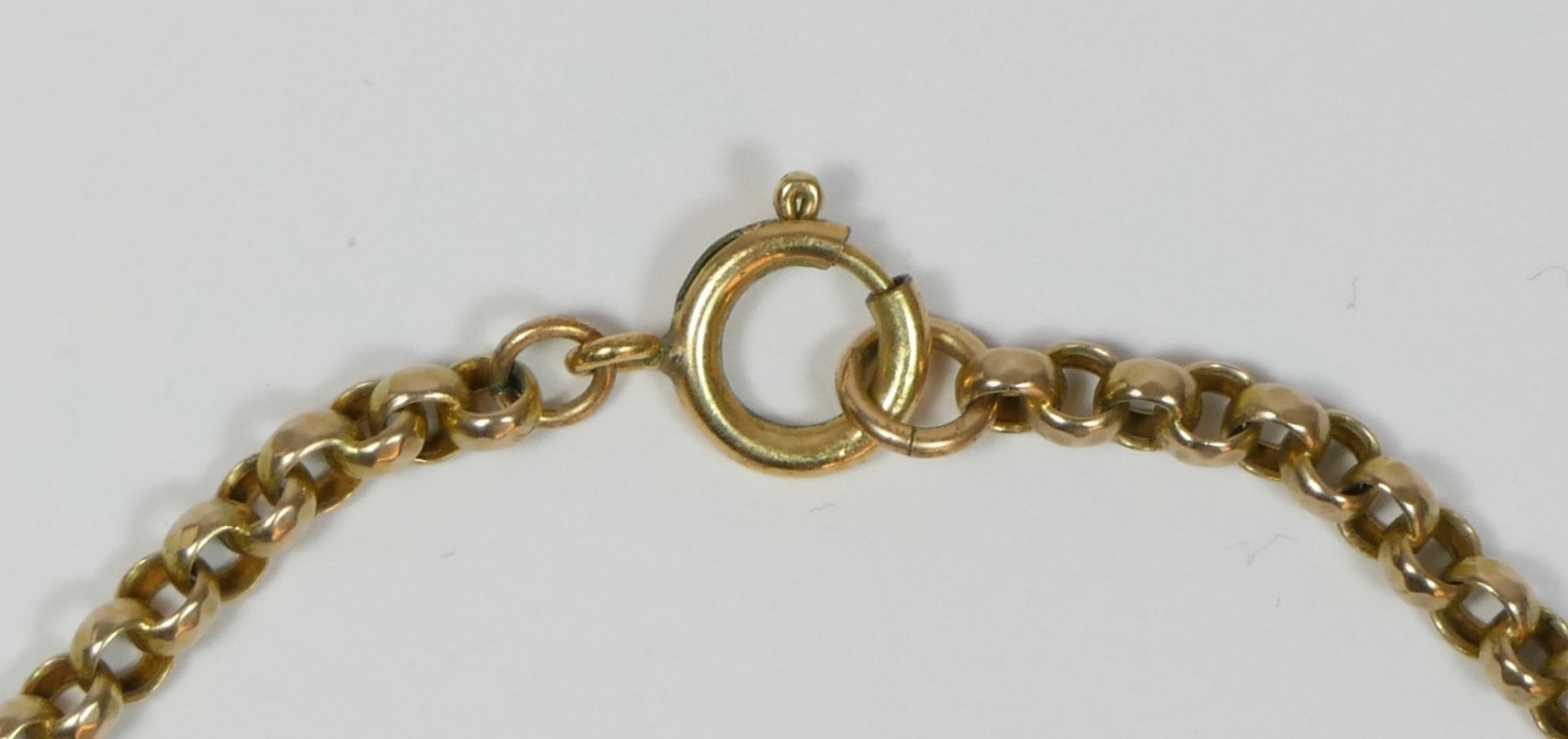 A Victorian unmarked 9ct rose gold facetted belcher link chain, 40cm, 11.5gm - Image 2 of 2