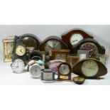 A collection of mid 20th century and later mantel clocks, wall clocks and anniversary clocks, to