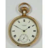 Waltham, an open face, keyless wind pocket watch, retailed by Hubbard of Ipswich, 15 jewel movement,