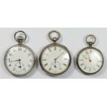 A silver open face pocket watch Birmingham 1920, a ladies pocket watch, London 1876 and a chrome