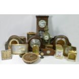 Four boxes of mantel clocks, to include manual wind and quartz lantern, carriage and wall clocks. (