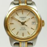 Tissot 1853, a stainless steel and gilt metal date automatic ladies wristwatch, ref PR50, 25mm
