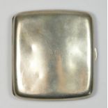 A silver arched cigarette case, Birmingham 1924, 8.5 x 7.5cm, 94gm