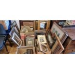 Two Victorian rosewood veneered picture frames, 60 x 73cm overall and a large quantity of frames