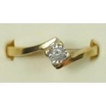 A 9ct gold single stone brilliant cut diamond ring, stated weight 0.05cts, N, 2.9gm