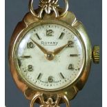 Rotary a 9ct gold manual wind ladies wristwatch with gold bracelet, 8.1gm without the movement