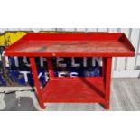A metal work bench, 150 x 66 x 87cm, for sale due to closure of business