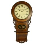 Spiegelhalter & Son, Malton, a 19th century American mahogany and inlaid wall clock, 11 1/2" white