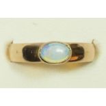 A 9ct rose gold and opal single stone ring, N, 1.9gm