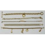 Five various 9ct gold bracelets, 31.9gm