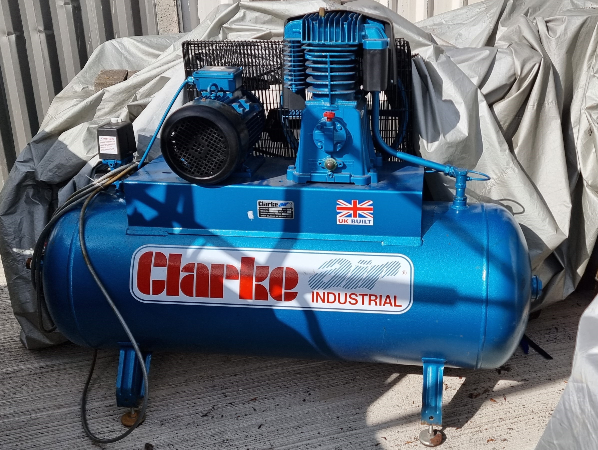 A Clarke Industrial Compressor, three phase, 10.3 bar, model SE360270, c.2016, in good working order