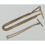 A 9ct gold T bar chain and bracelet 12.5gm