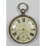 R.B. Kirby, Malton & Driffield, a Victorian silver verge pocket watch, London 1868, white enamel