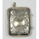 A 925 stamped silver locket, in the form of a vesta case, 28gm