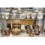 Masons Ironstone Penang Octagonal bowl 19cm, Tea Kettle 15cm, Lidded Pot Pourri jar 23cm, Jug Fenton