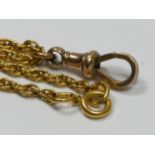 A 9ct gold rope twist chain, with dog clip, 44cm, 8gm