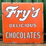 A vitreous enamel single sided sign, Fry's Chocolate, 92cm x 92cm