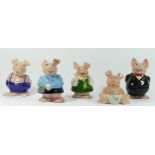 A set of five Wade Natwest pigs, to include Sir Nathaniel Westminster (Father), Lady Hillary (