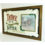 A vintage Tetley advertising mirror, 50 x 80cm.