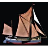 Beryl Iris, a very well detailed radio controlled Thames barge, with fibreglass hull, timber deck
