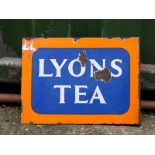 An enamel double sided sign, Lyons Tea, 39cm x 28cm