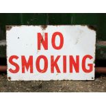 An enamel single sided sign, No Smoking, 41cm x 34cm