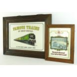 A vintage Famous Trains of Great Britain advertising mirror, 29 x 42cm and a vintage Rolls Royce