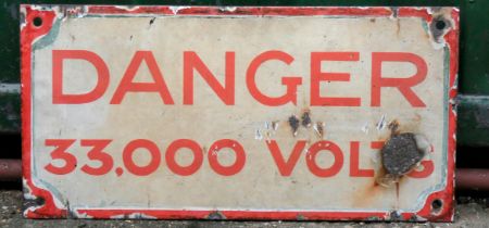 An enamel single sided sign, Danger 30000 volts, 61cm x 30cm