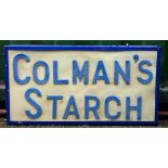 An illuminated sign, Colman's Starch, metal case with plastic front, raised lettering, 75cm x 38cm x
