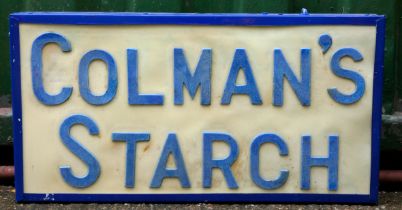 An illuminated sign, Colman's Starch, metal case with plastic front, raised lettering, 75cm x 38cm x