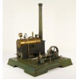 A Marklin horizonal boiler live steam stationary steam engine, model 4095, c.1925, of die cast tin