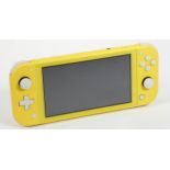 A Nintendo Switch Lite console, 32GB, Yellow, with charger and Stealth carry case